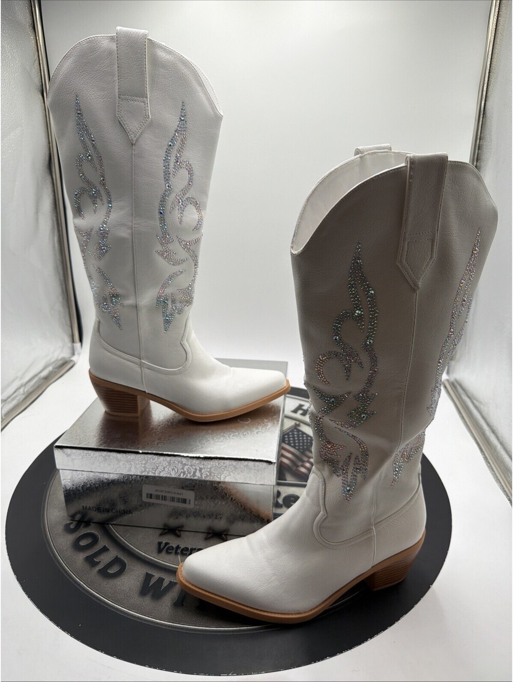 Pasuot Western Cowboy Boots - Knee High Wide Calf Cowgirl Boots Women’s Size 7.5